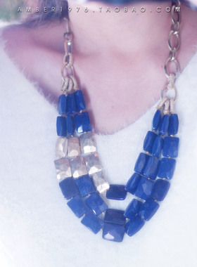 No.302 stella & dot 迷人的克莱因蓝 欧美合金镀金宝石多层项链