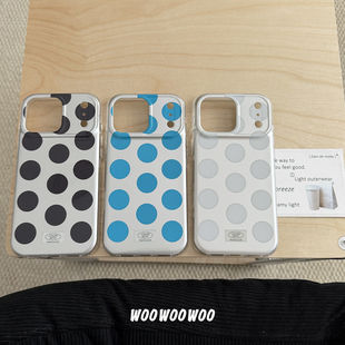 小众韩系ins风银色波点手机壳适用iphone16promax苹果17promax新款 14高级保护套13 17pro全包防摔15