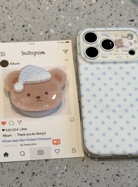 萌系可爱波点睡帽小熊适用于iphone17promax苹果16手机壳15治愈系软萌可爱萌宠甜美防摔保护壳