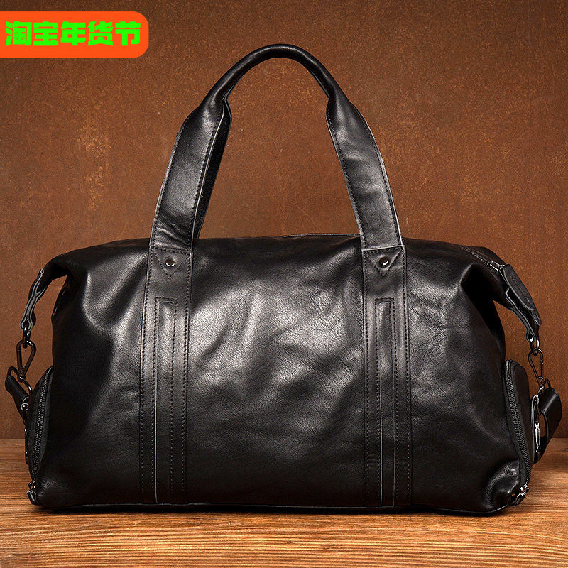 麦为商务休闲真皮手提包欧美男头层牛皮斜挎包旅行包大容量行李包