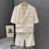 短裤 潮牌宽松短袖 男士 套装 轻奢休闲西服两件套 2026夏季 时尚 新款