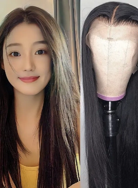 欧美蕾丝头套长human hair wig traight 真人发前蕾丝假发