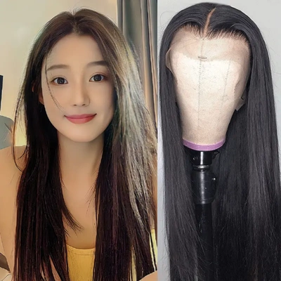 欧美蕾丝头套长human hair wig traight 真人发前蕾丝假发