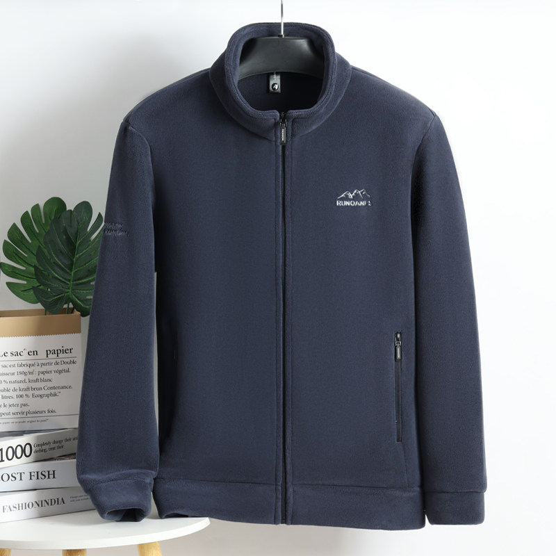 秋冬新款奥粒绒外套中老年摇粒绒保暖抓绒衣户外男士爸爸加厚夹克