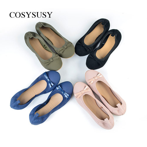 外贸牛巴蛋卷鞋女新款圆头软底弯弯鞋women flat shoes