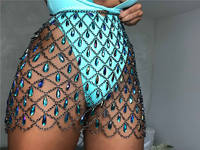 This European and American style crystal pendant skirt features a unique design. It can be layered and paired with a sexy short skirt with a cutout design for a nightclub stage performance thumbnail 3