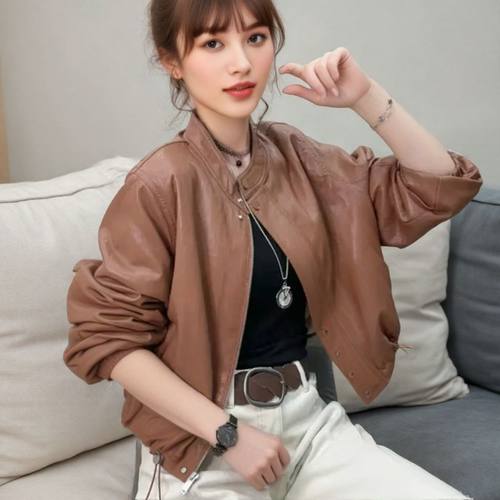 2025冬季高级感韩版加绒加厚皮衣外套女宽松休闲百搭短款皮夹克潮