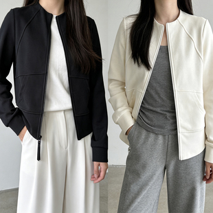 lu系轻便正肩休闲气质春夏卫衣女春 简约实穿显瘦鱼骨线拉链外套