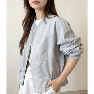 藏肉外套 挺括锦棉夹克立领廓形蝙蝠袖 韩系小众 花苞抽褶棒球服