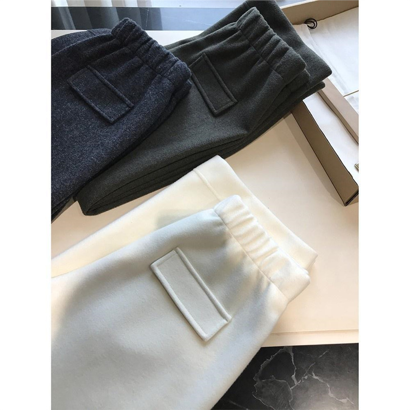 单口袋羊毛裤，入手一条！高腰宽松休闲裤显瘦加厚毛呢九分裤女冬