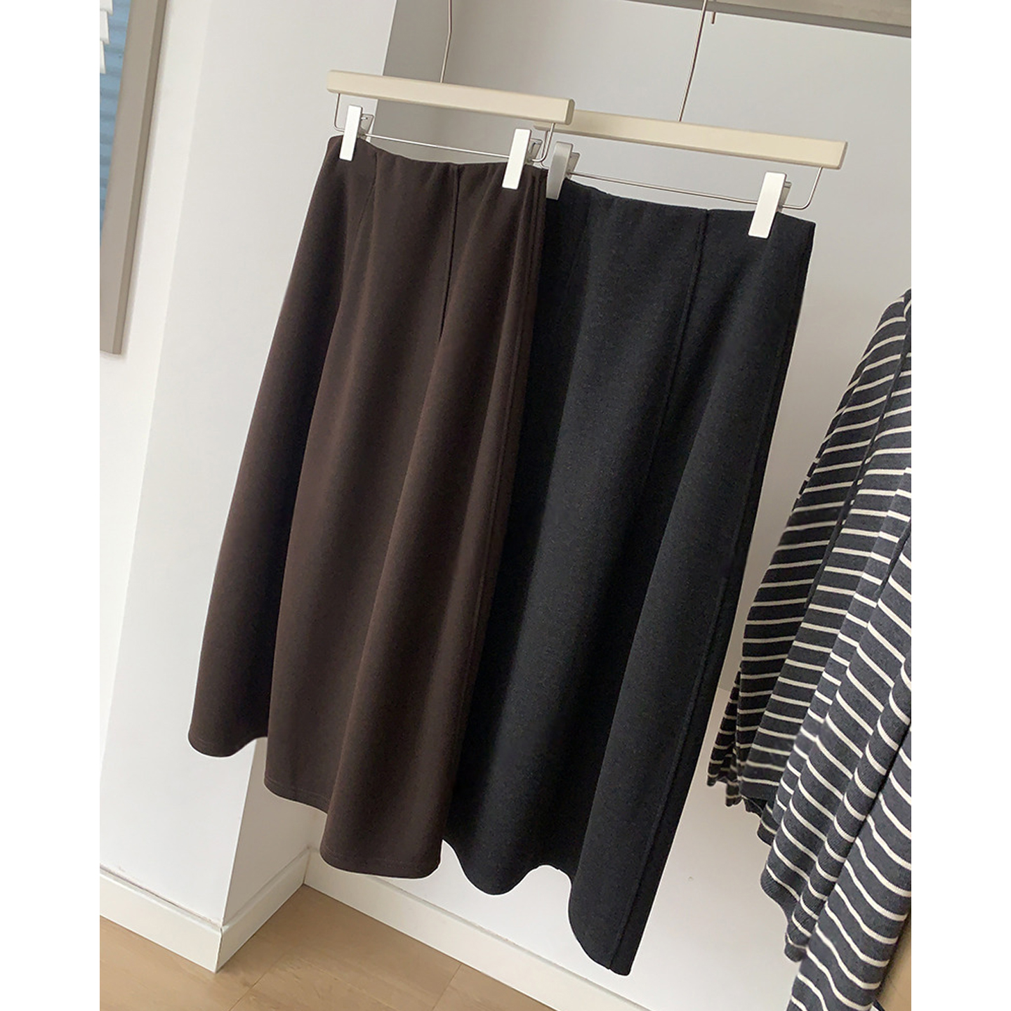 优雅必入半身裙秋冬醋酸羊毛A字高腰中长裙百搭花苞通勤显瘦裙女