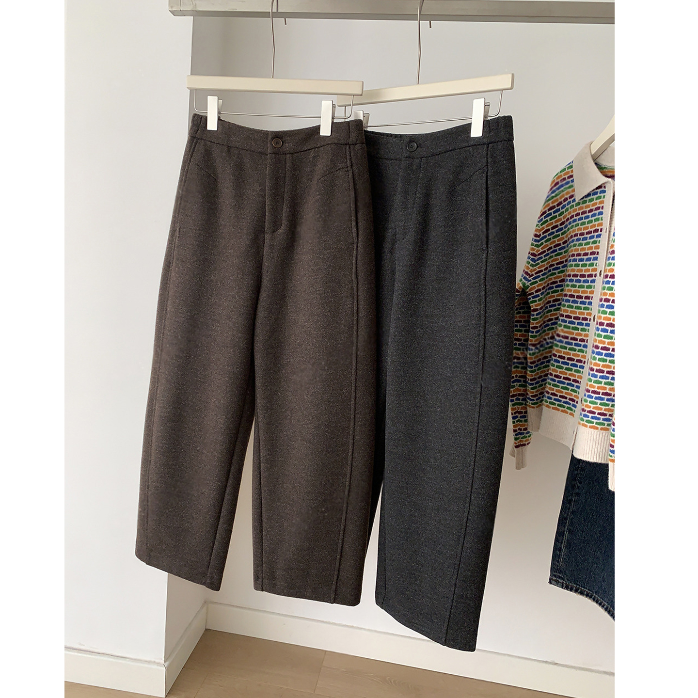 气质极简风！超显瘦通勤九分裤2025秋冬新高腰修身小个子毛呢裤女