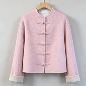 新中式 双色双面呢新年外套 五福临门 国风 两面穿手缝羊绒大衣