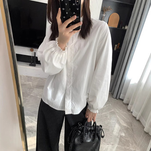 温暖穿搭!小翻领灯笼袖加绒衬衫2025冬季气质百搭通勤上班衬衣女