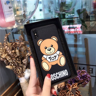 moschino手机壳iPhoneXR皮质套7小熊11Pro适用于苹果XSMAX泰迪熊8