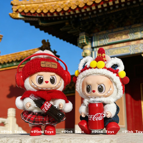 一二三代拉布布挂件娃衣labubu着替可口可乐系列新年衣服醒狮套装