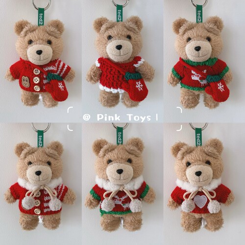 泡泡玛特Ted2泰迪熊娃衣玩偶公仔挂件衣服毛衣着替新年圣诞套装