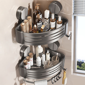 浴室吸盘置物架化妆室三角架子免打孔厕所洗漱台墙上转角壁挂收纳