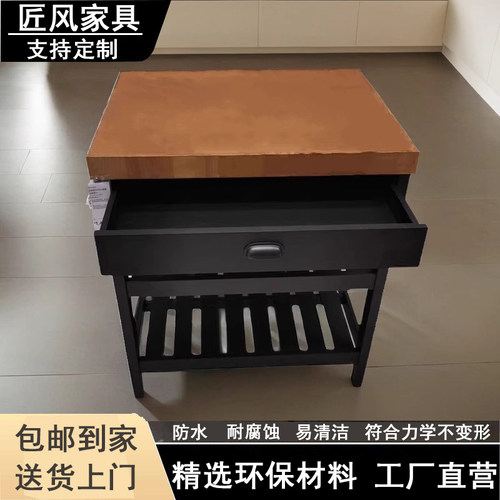 开放式厨房小中岛台单独家用料理备餐吧台一体定制可移动餐边橱柜