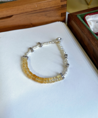 天然黄水晶直切手链女款清迈925纯银小众设计感高级精致闺蜜礼物