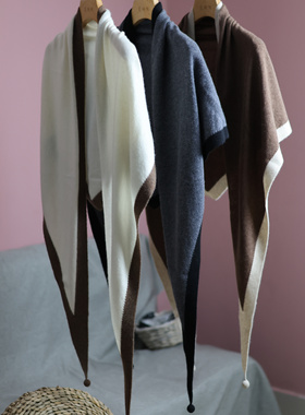 【LU】  韩范儿  针织三角披肩羊绒围巾保暖空调房披巾