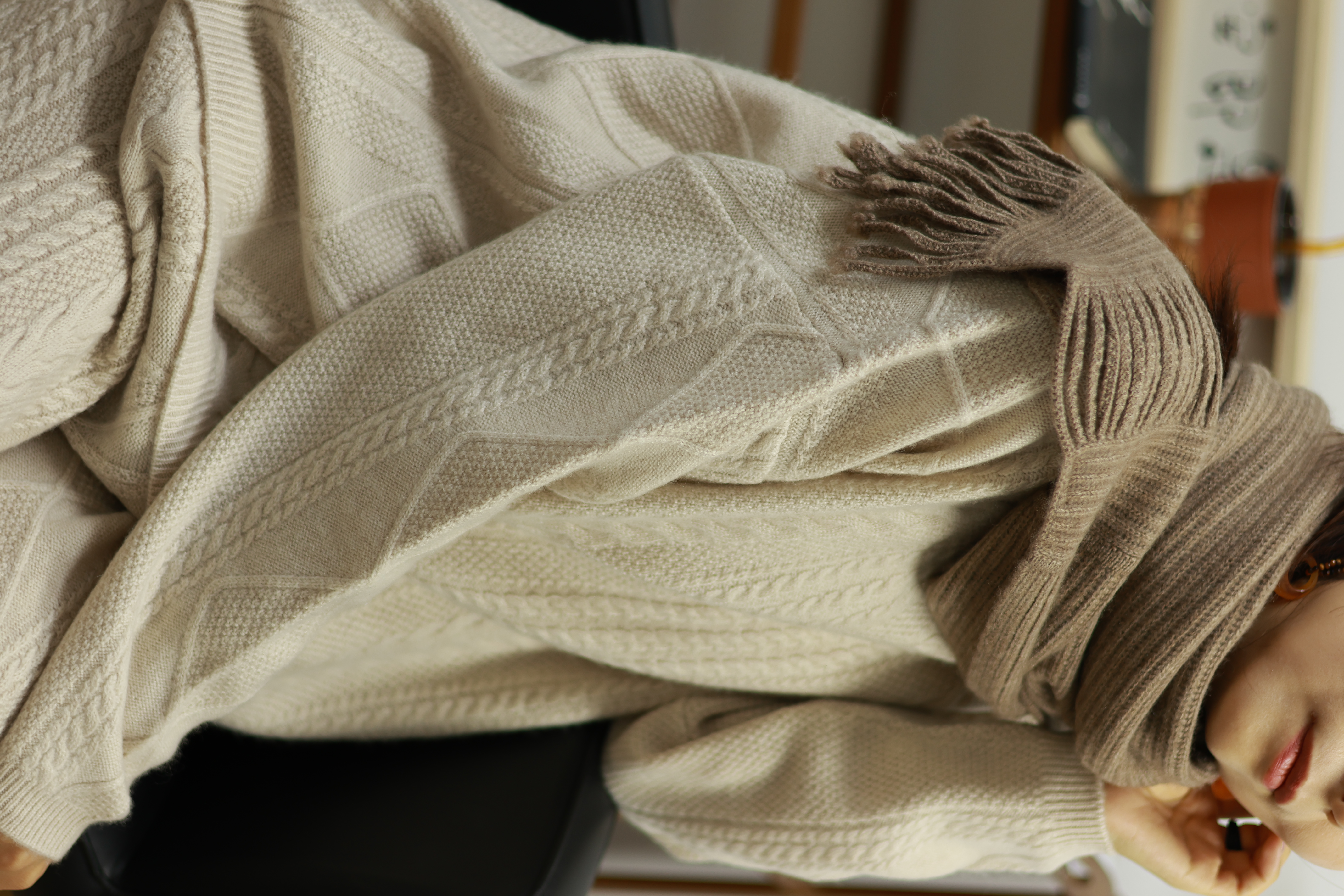 【LU】 羊绒围巾加厚元宝针  特价清货老粉福利