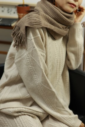 【LU】 羊绒围巾加厚元宝针  特价清货老粉福利