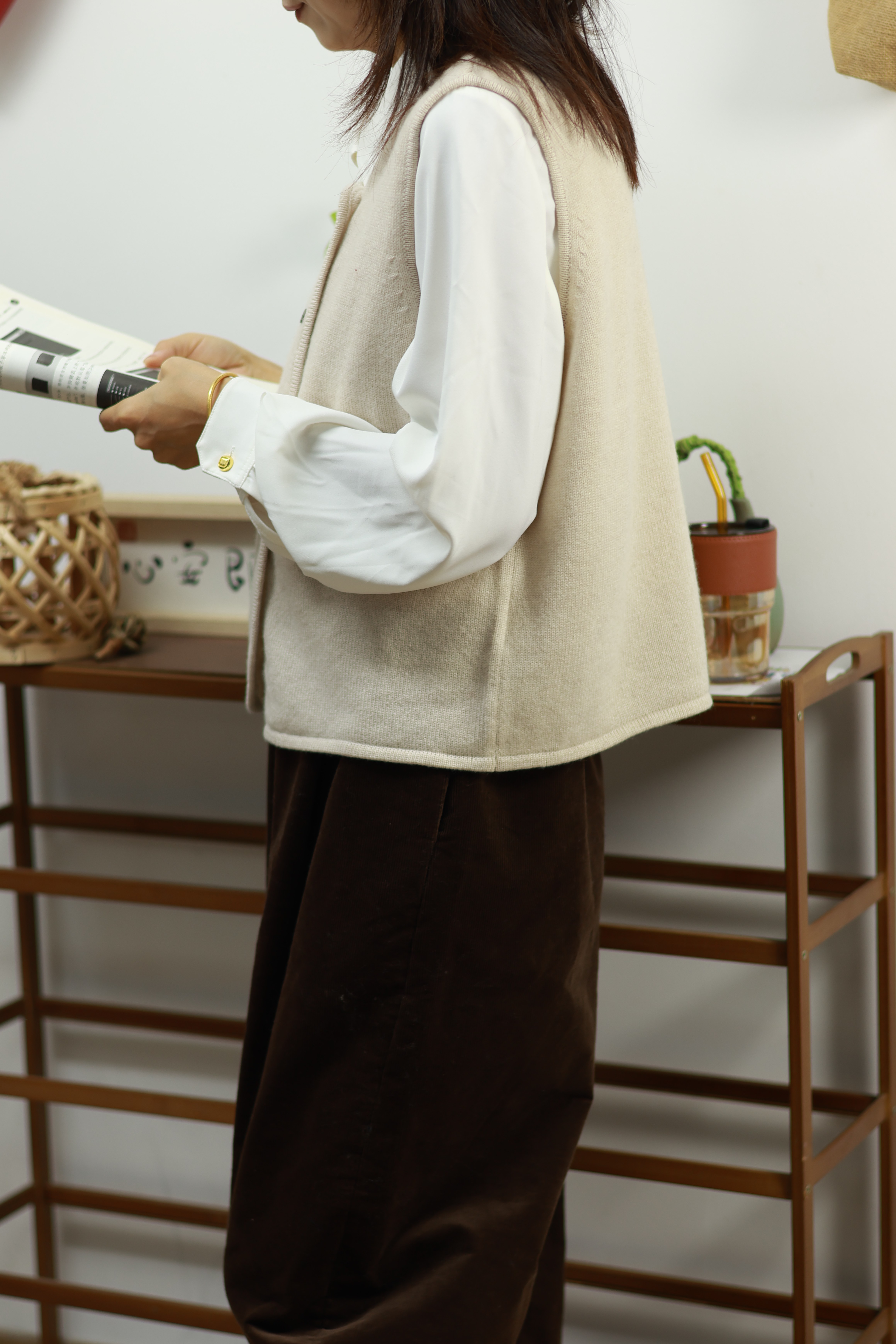 【LU】  港风复古气质文艺学院风双排扣无袖羊绒针织马甲,女装/女士精品,羊绒衫,淘宝优惠券,粉丝福利购,淘宝优惠卷