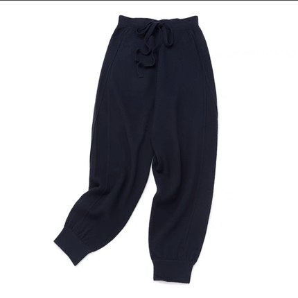 壹米·YI   针织羊绒抽绳卫裤桂花针纯色女裤