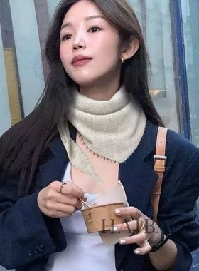 【LU】大珠小珠落玉盘   纯山羊绒手工串珠双层厚版三角巾  百搭