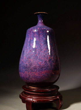 陶瓷家居摆件装饰品博古架玄关摆设花瓶复古中式钧瓷钧窑窑变手工