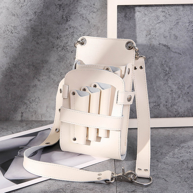 真皮美发剪刀腰包理发师斜跨包挂腰单肩两用包7支装牛皮可放电推