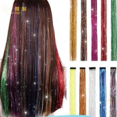 镭射BB夹tinselhair金丝假发片闪光彩丝挑染隐形接发金丝编发发条