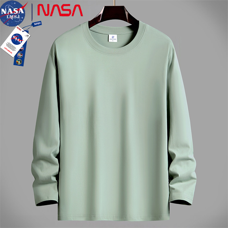 NASA联名重磅纯棉长袖T恤男全棉春秋青年学生纯棉纯色内搭打底衫t,男装,T恤,淘宝优惠券,粉丝福利购,淘宝优惠卷