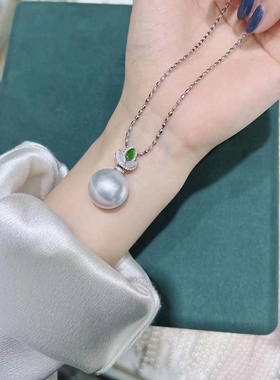 高品质澳洲白珍珠吊坠单株16mm大颗粒正圆强光项链毛衣链小众简约