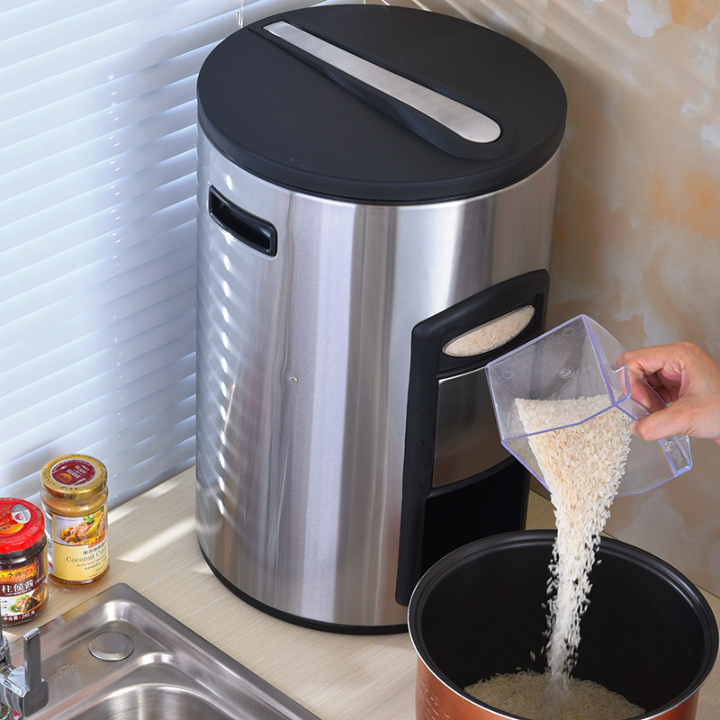 德国不锈钢米桶储米器储米箱防潮装储米箱储米箱桶塑料半自动