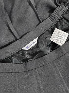 古着vintage高腰伞型百褶，松紧腰，深灰色，文艺感graceful days