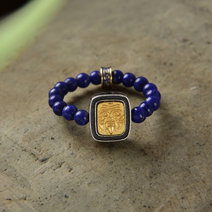 天然青金石戒圈克兰因蓝显白女士时尚招财扎基拉姆戒指指环戒指女