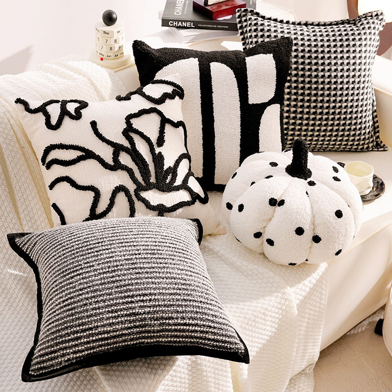 现代简约黑白抱枕套轻奢高级感靠枕套北欧床上客厅沙发抱枕套含芯,居家布艺,抱枕被,淘宝优惠券,粉丝福利购,淘宝优惠卷