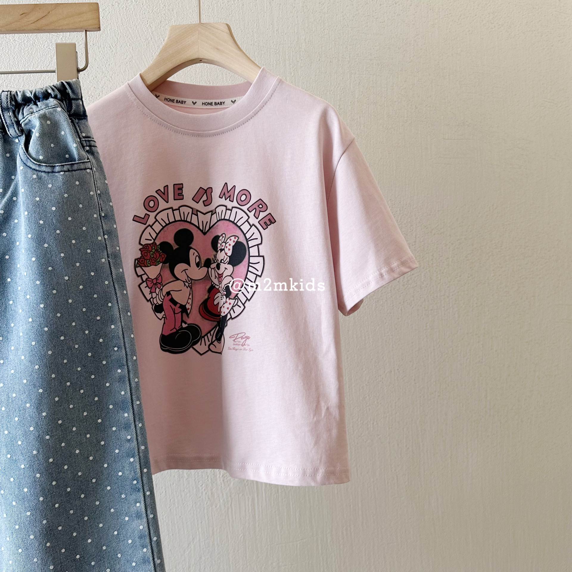 韩版包邮儿童卡通韩系圆领薄款体恤女童可爱 皮粉爱心米尼短袖T恤