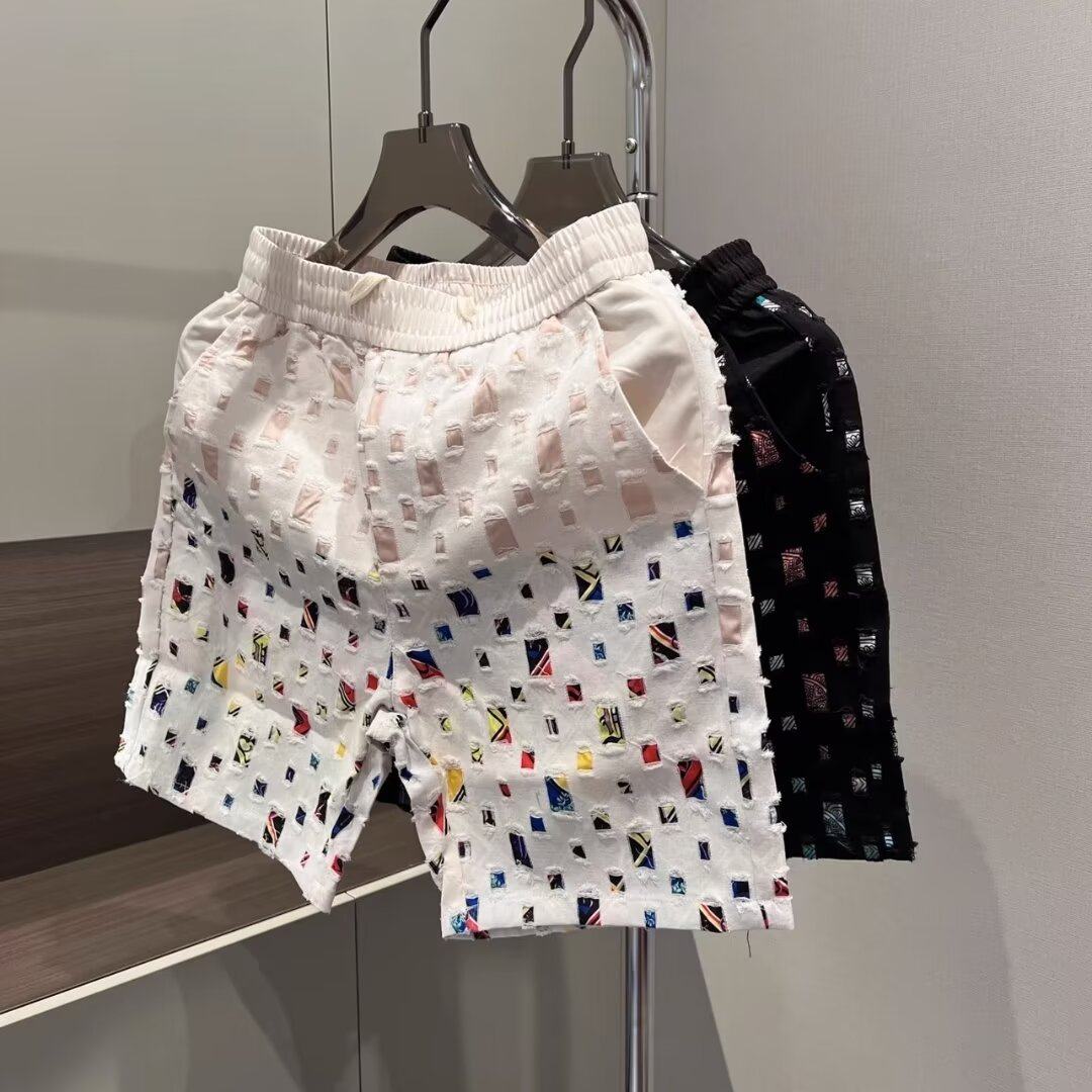 短裤男个性镂花白色轻奢韩版五分裤痞帅高级感裤子百搭中裤沙滩裤