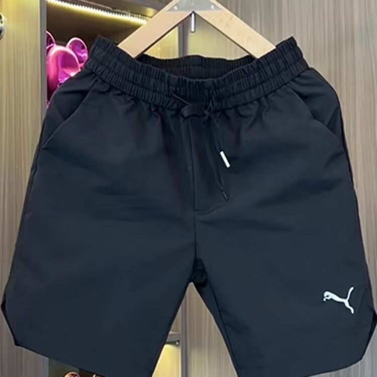 2025新款夏季黑色刺绣短裤男休闲直筒五分裤潮牌薄款中裤潮沙滩裤