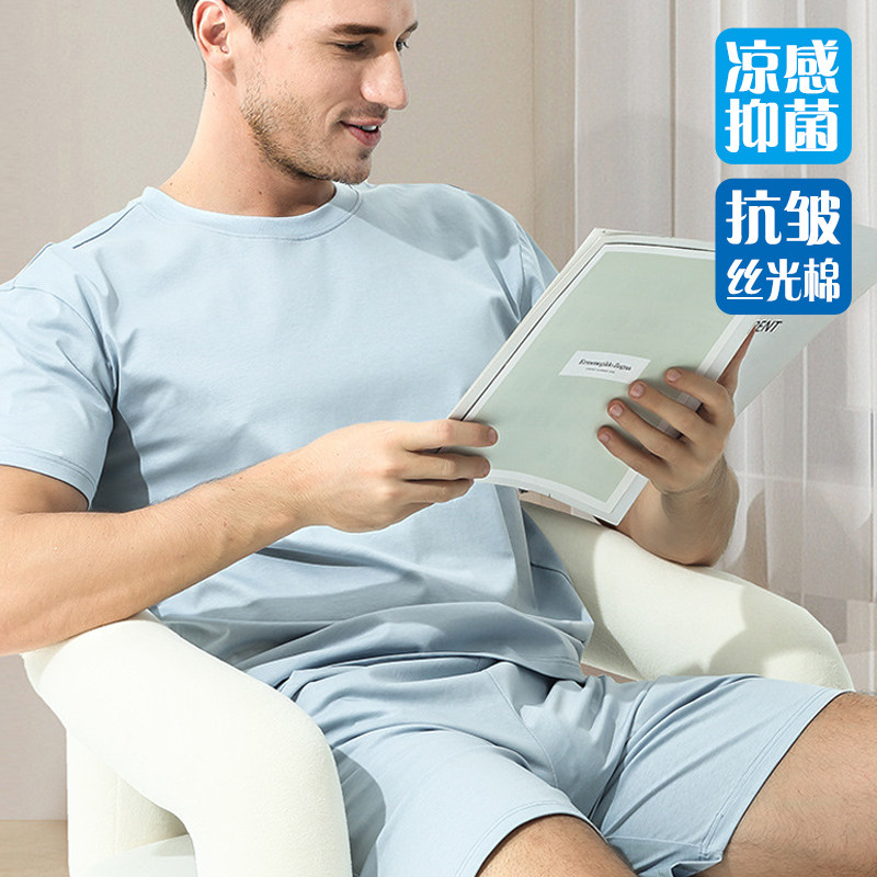 冰感丝光棉短家居服大码5X男