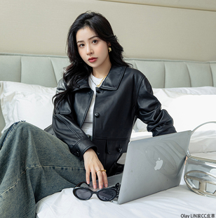 真皮羊皮衬衫皮衣外套女高级感复古休闲简约进口皮夹克皮衣外套女