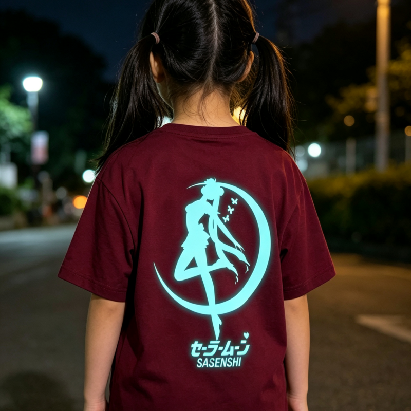 女童纯棉短袖t恤夏季新款夜光美少女中大童纯棉宽松百搭半袖上衣