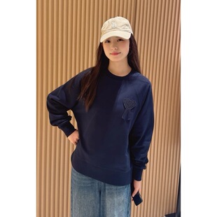 外套上衣 编织大爱心圆领卫衣宽松休闲男女同款 ami roopdf秋冬新款