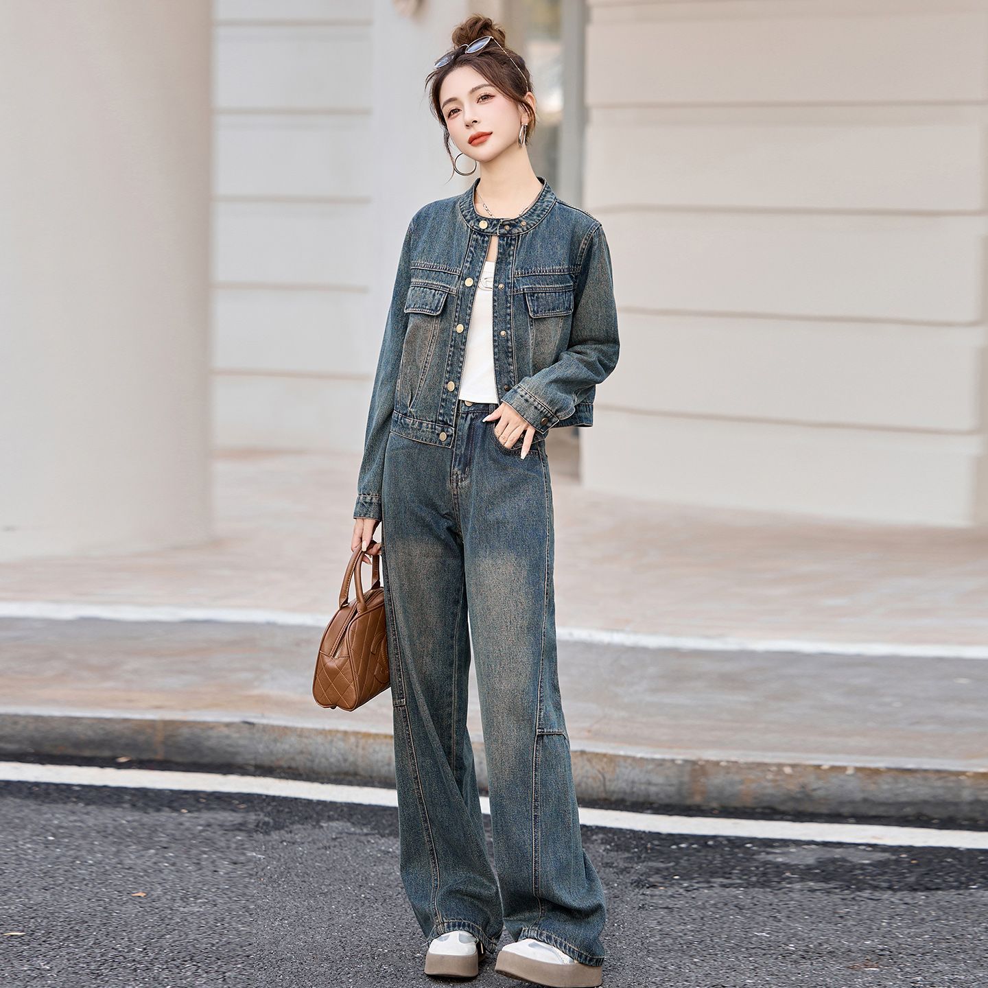 欧货爆款小众牛仔套装