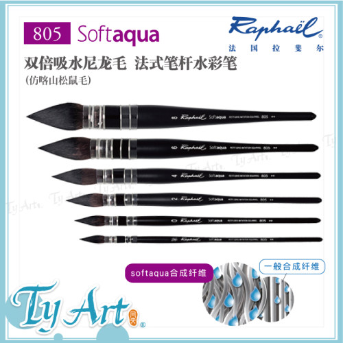TY ART 法国Raphael拉斐尔 805 仿喀山松鼠毛水彩笔拖把