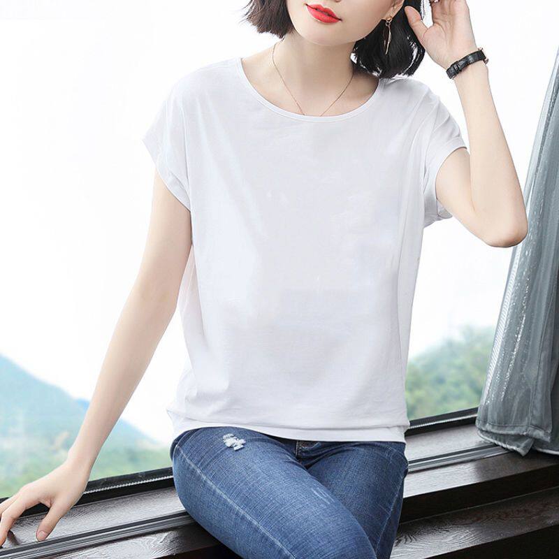 2024年夏季新款大码女装韩版T恤蝙蝠袖宽松显瘦上衣打底衫