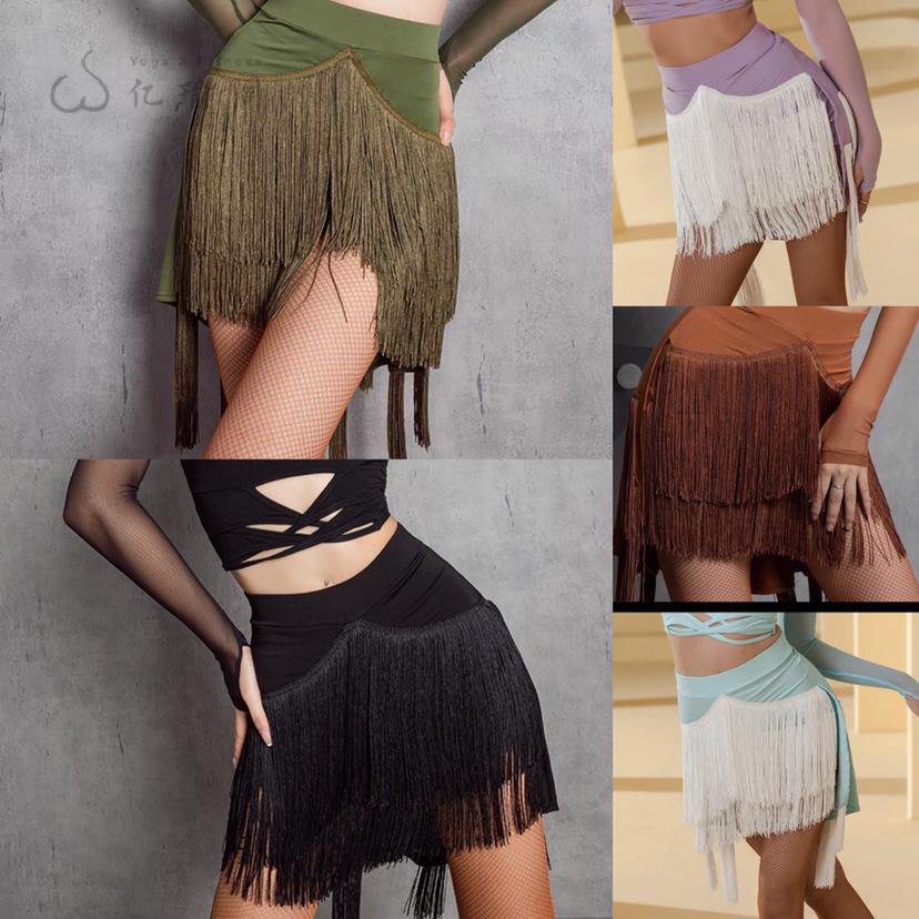 新款专业拉丁舞半身裙练功服流苏